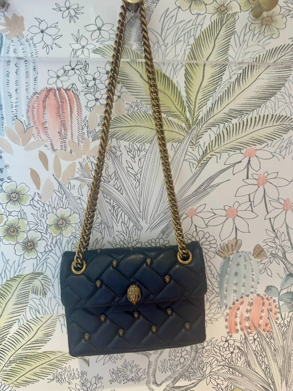 Mini Kensington Eagle Studded Quilted Leather Crossbody Kurt Geiger London